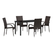 Afuera Living 5 Piece Poly Rattan Garden Dining Set in Black