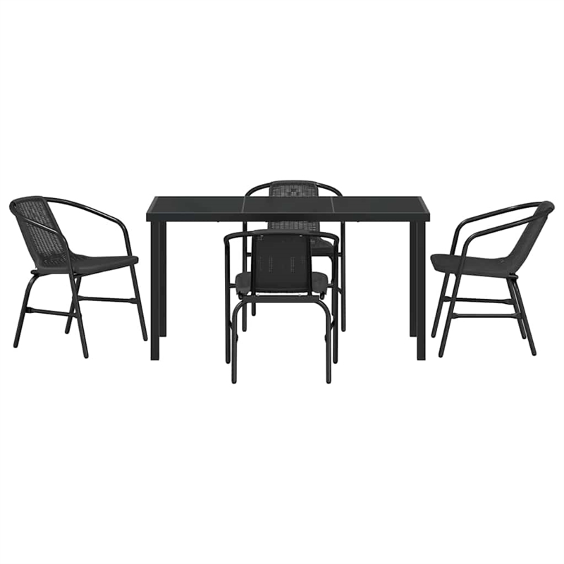 Afuera Living 5 Piece Poly Rattan Garden Dining Set in Black