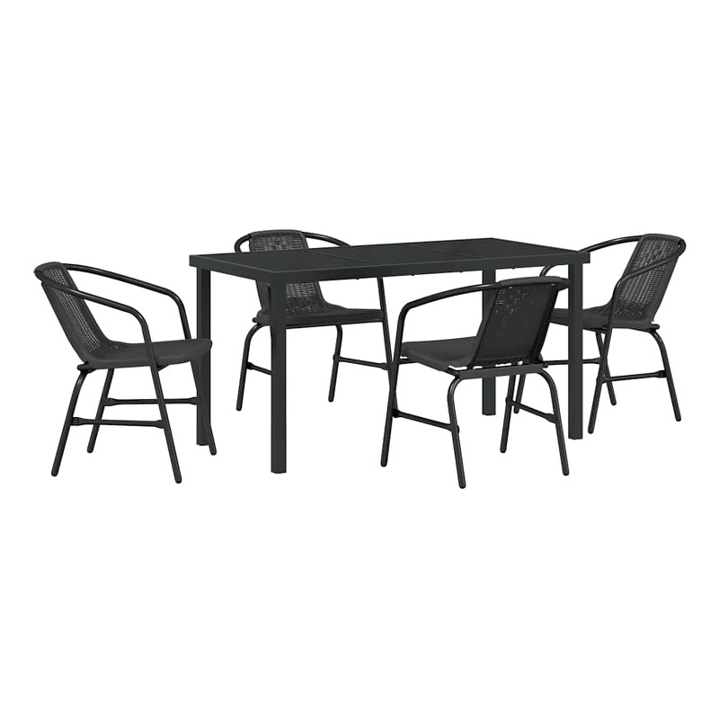 Afuera Living 5 Piece Poly Rattan Garden Dining Set in Black
