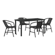 Afuera Living 5 Piece Poly Rattan Garden Dining Set in Black