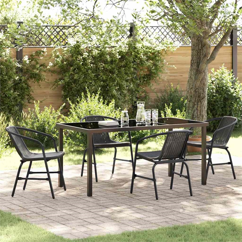 Afuera Living 5 Piece Poly Rattan Garden Dining Set in Black