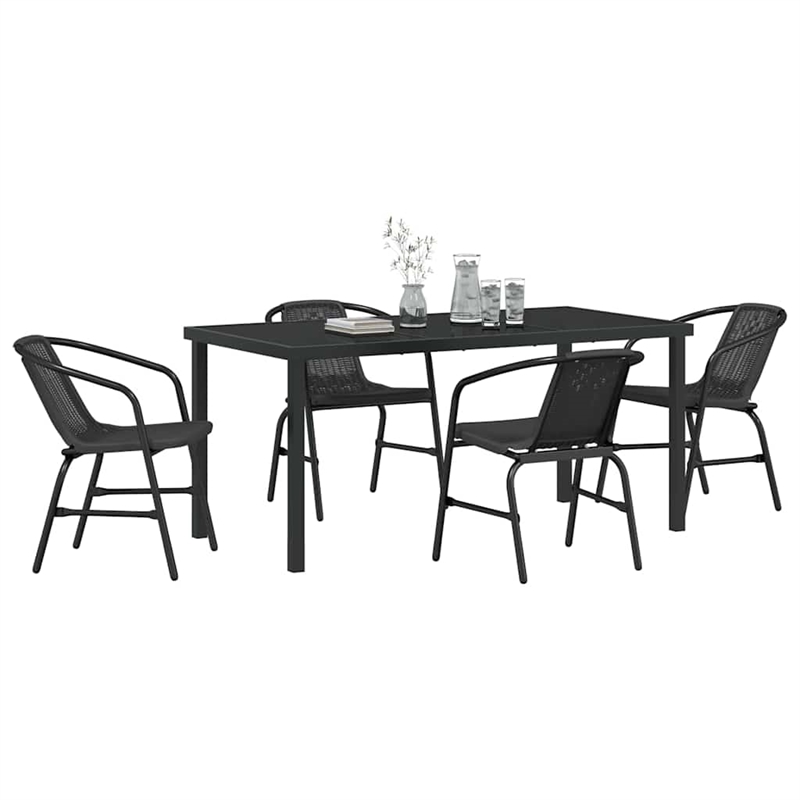 Afuera Living 5 Piece Poly Rattan Garden Dining Set in Black