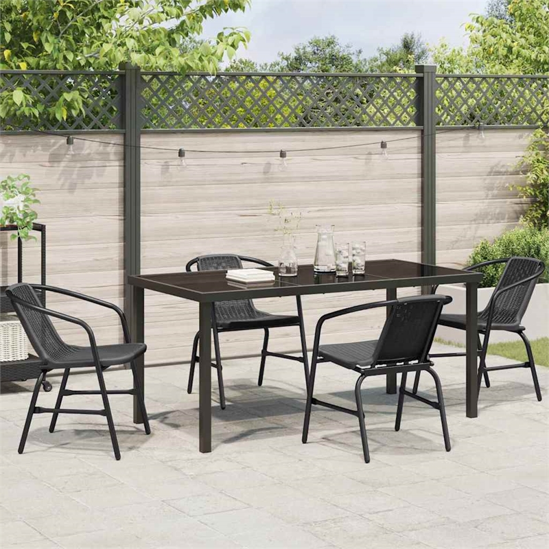 Afuera Living 5 Piece Poly Rattan Garden Dining Set in Black