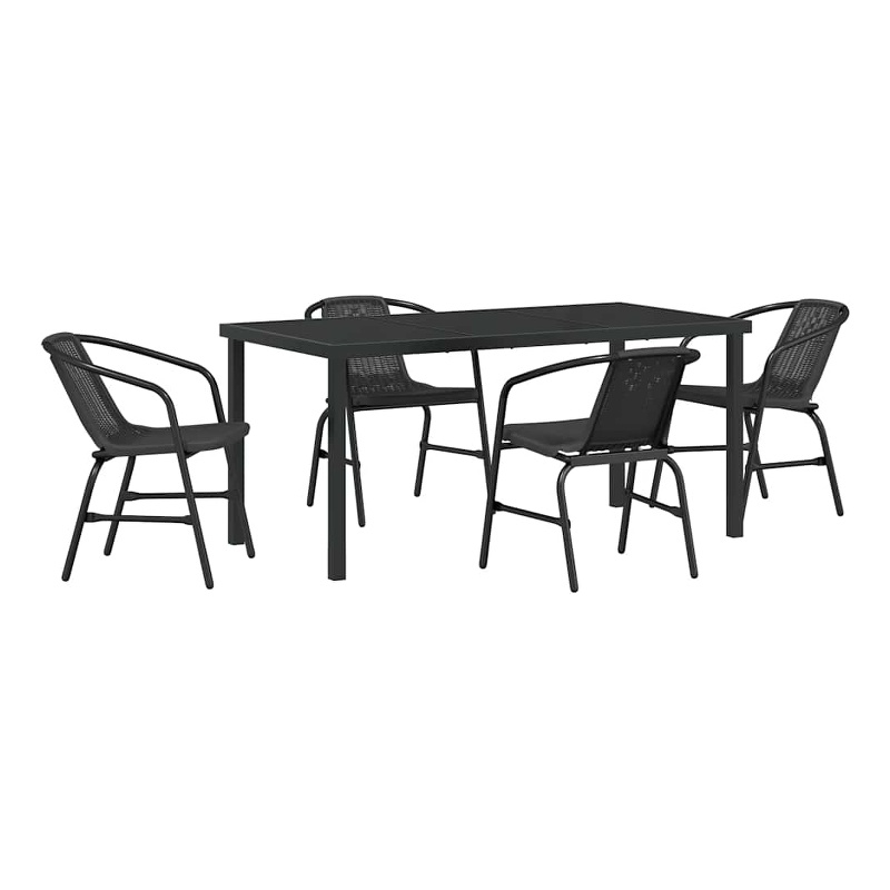Afuera Living 5 Piece Poly Rattan Garden Dining Set in Black