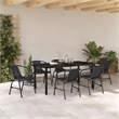 Afuera Living 7 Piece Poly Rattan Garden Dining Set in Black