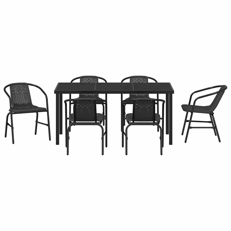 Afuera Living 7 Piece Poly Rattan Garden Dining Set in Black