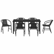 Afuera Living 7 Piece Poly Rattan Garden Dining Set in Black