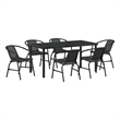 Afuera Living 7 Piece Poly Rattan Garden Dining Set in Black