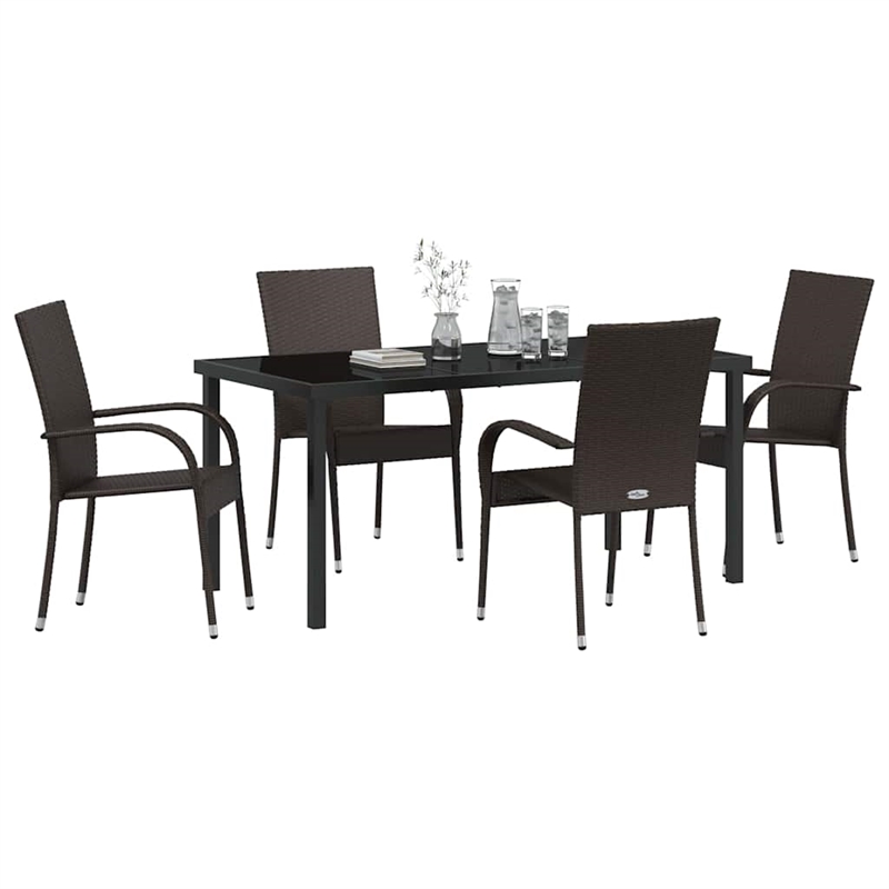 Afuera Living 5 Piece Poly Rattan Garden Dining Set in Black