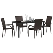 Afuera Living 5 Piece Poly Rattan Garden Dining Set in Black