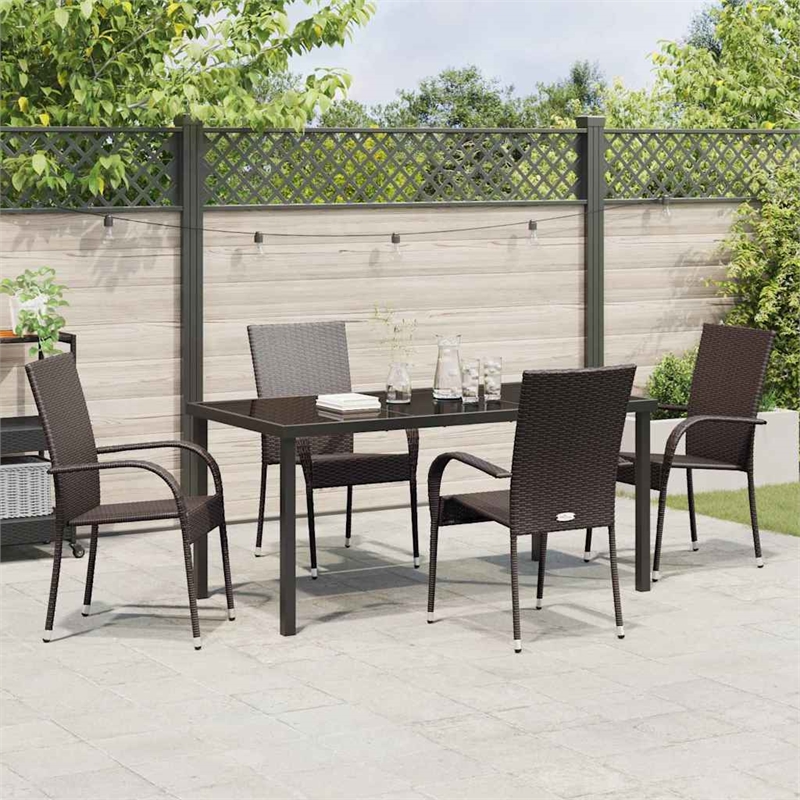 Afuera Living 5 Piece Poly Rattan Garden Dining Set in Black