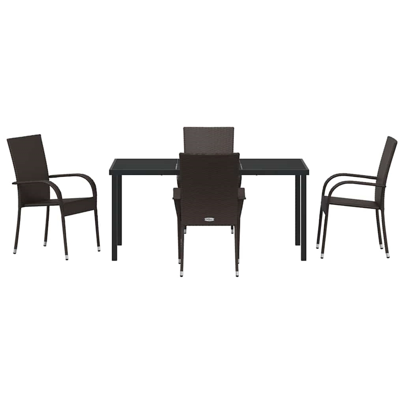 Afuera Living 5 Piece Poly Rattan Garden Dining Set in Black
