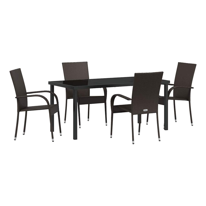 Afuera Living 5 Piece Poly Rattan Garden Dining Set in Black
