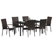 Afuera Living 7 Piece Poly Rattan Garden Dining Set in Black