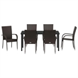 Afuera Living 7 Piece Poly Rattan Garden Dining Set in Black