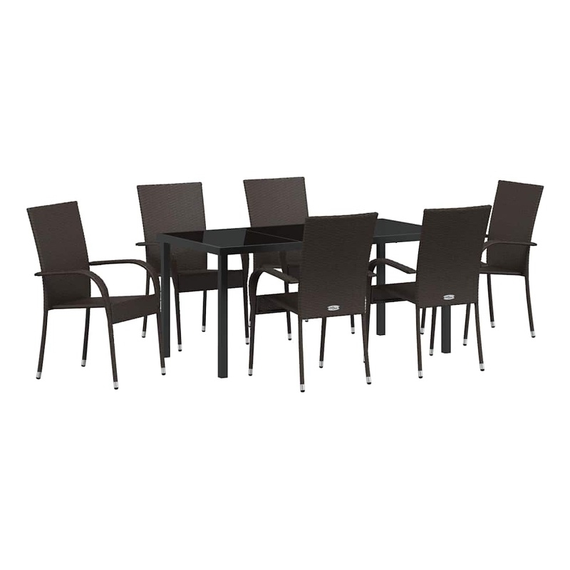 Afuera Living 7 Piece Poly Rattan Garden Dining Set in Black
