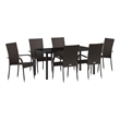 Afuera Living 7 Piece Poly Rattan Garden Dining Set in Black