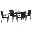 Afuera Living 5 Piece Poly Rattan Garden Dining Set in Black
