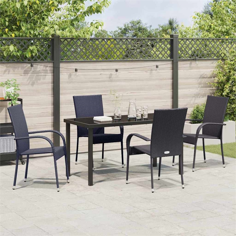 Afuera Living 5 Piece Poly Rattan Garden Dining Set in Black