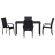 Afuera Living 5 Piece Poly Rattan Garden Dining Set in Black