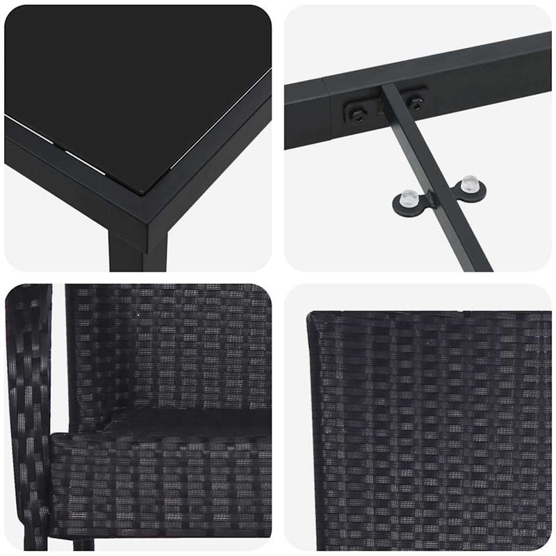 Afuera Living 5 Piece Poly Rattan Garden Dining Set in Black