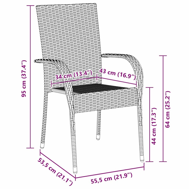 Afuera Living 5 Piece Poly Rattan Garden Dining Set in Black