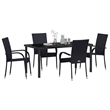 Afuera Living 5 Piece Poly Rattan Garden Dining Set in Black