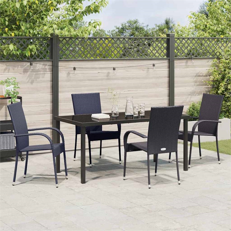 Afuera Living 5 Piece Poly Rattan Garden Dining Set in Black