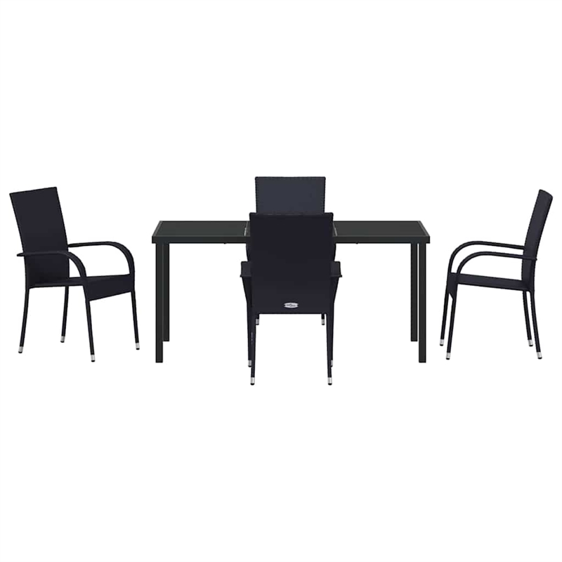 Afuera Living 5 Piece Poly Rattan Garden Dining Set in Black