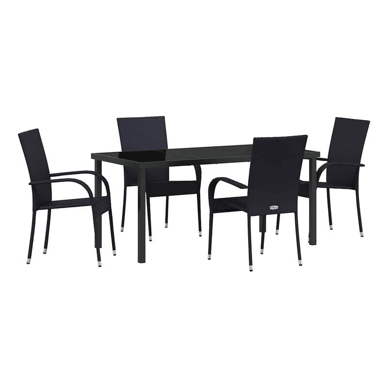 Afuera Living 5 Piece Poly Rattan Garden Dining Set in Black