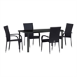 Afuera Living 5 Piece Poly Rattan Garden Dining Set in Black