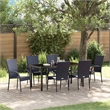 Afuera Living 7 Piece Poly Rattan Garden Dining Set in Black