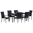 Afuera Living 7 Piece Poly Rattan Garden Dining Set in Black