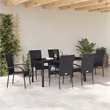 Afuera Living 7 Piece Poly Rattan Garden Dining Set in Black