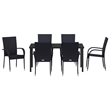 Afuera Living 7 Piece Poly Rattan Garden Dining Set in Black