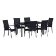 Afuera Living 7 Piece Poly Rattan Garden Dining Set in Black