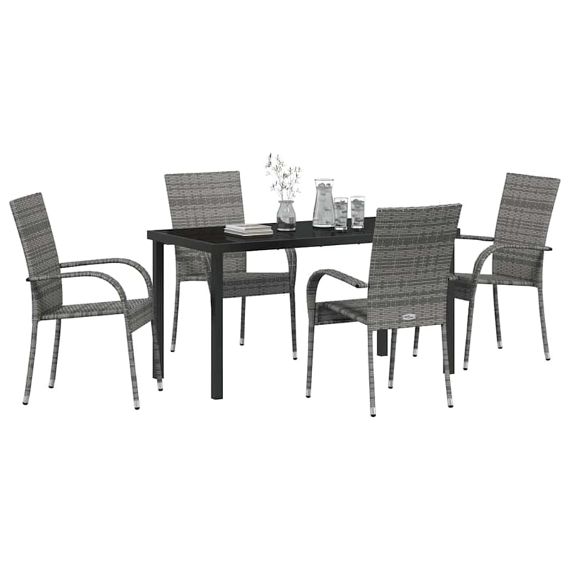Afuera Living 5 Piece Poly Rattan Garden Dining Set in Black