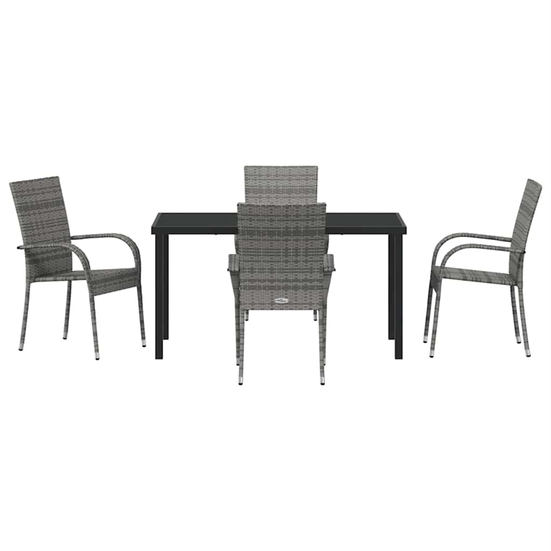 Afuera Living 5 Piece Poly Rattan Garden Dining Set in Black