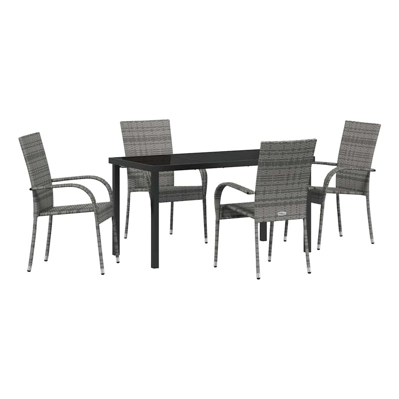 Afuera Living 5 Piece Poly Rattan Garden Dining Set in Black