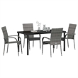 Afuera Living 5 Piece Poly Rattan Garden Dining Set in Black