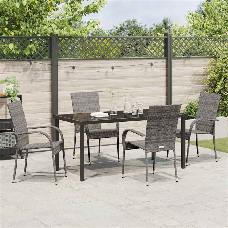 Afuera Living 5 Piece Poly Rattan Garden Dining Set in Black