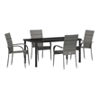 Afuera Living 5 Piece Poly Rattan Garden Dining Set in Black