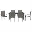Afuera Living 7 Piece Poly Rattan Garden Dining Set in Black