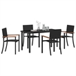 Afuera Living 5 Piece Poly Rattan Garden Dining Set in Black