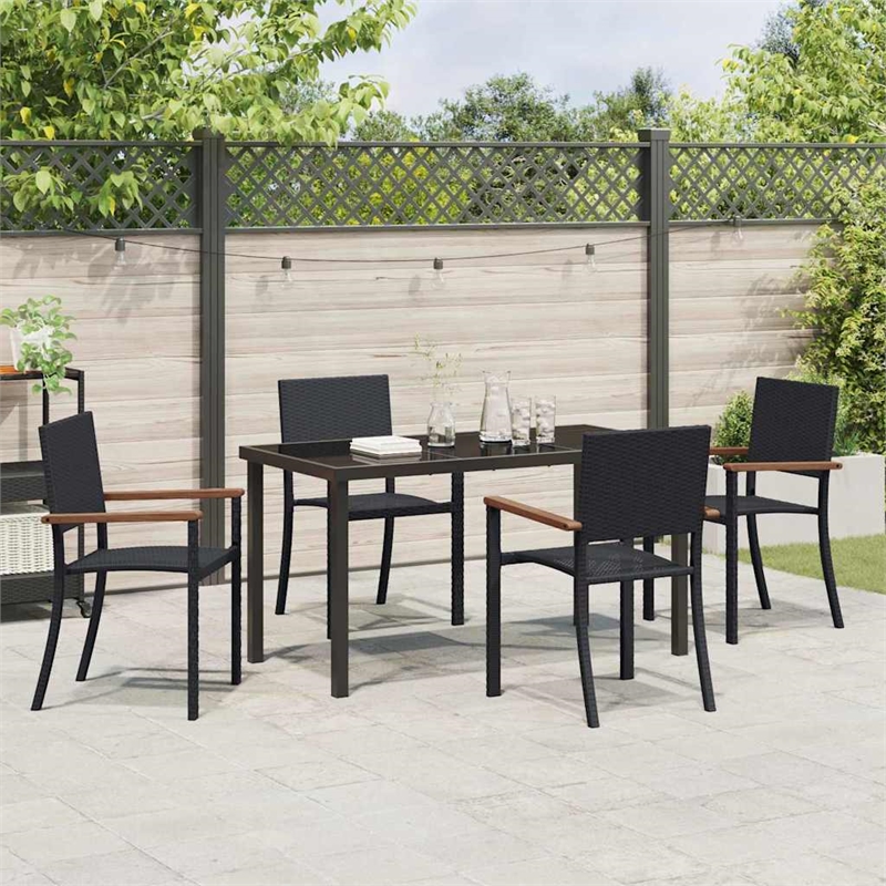 Afuera Living 5 Piece Poly Rattan Garden Dining Set in Black