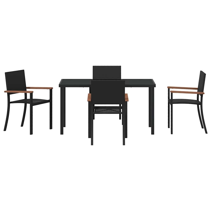Afuera Living 5 Piece Poly Rattan Garden Dining Set in Black