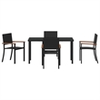 Afuera Living 5 Piece Poly Rattan Garden Dining Set in Black