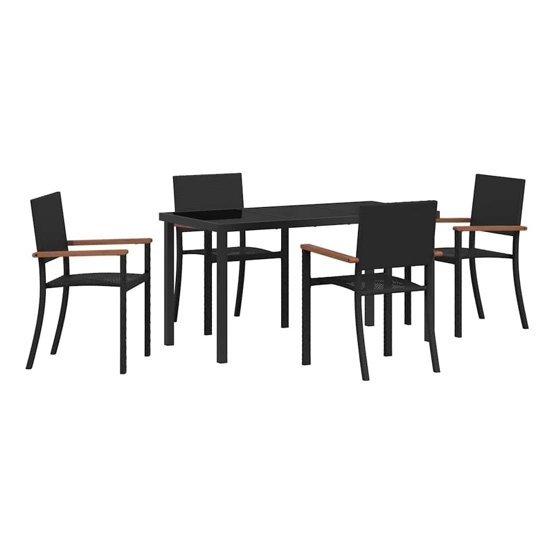 Afuera Living 5 Piece Poly Rattan Garden Dining Set in Black