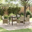 Afuera Living 5 Piece Poly Rattan Garden Dining Set with Cushions in Beige