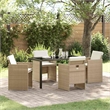 Afuera Living 5 Piece Poly Rattan Garden Dining Set with Cushions in Beige